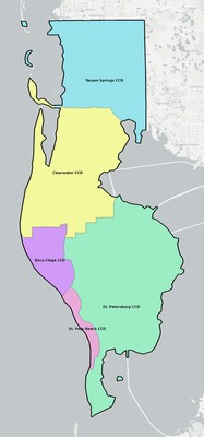 Pinellas County FL townships and subdivisions map