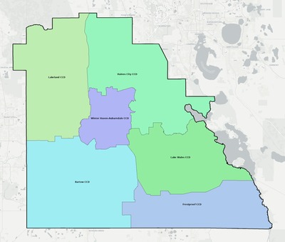 Polk County FL townships and subdivisions map