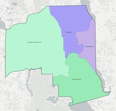 Putnam County FL townships and subdivisions map