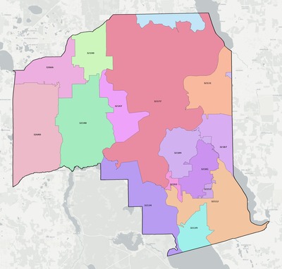 Putnam County FL ZIP code boundaries map