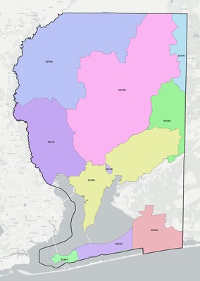 Santa Rosa County FL ZIP code boundaries map