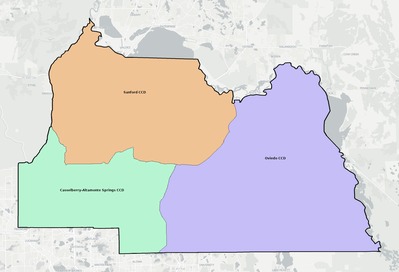 Seminole County FL townships and subdivisions map