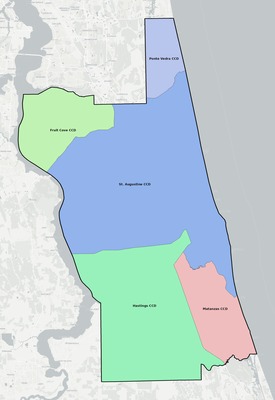 St. Johns County FL townships and subdivisions map