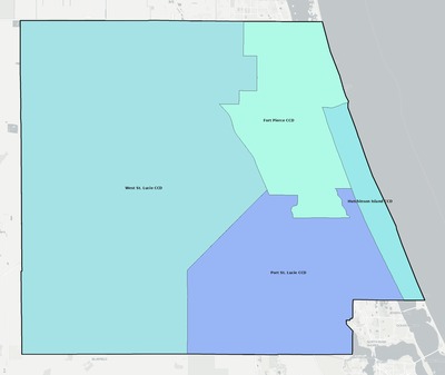 St. Lucie County FL townships and subdivisions map