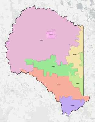 Suwannee County FL ZIP code boundaries map