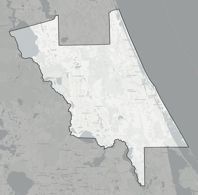 Volusia County FL county basemap context