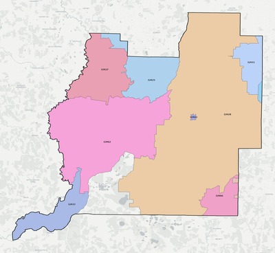 Washington County FL ZIP code boundaries map