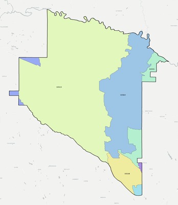 Appling County GA ZIP code boundaries map
