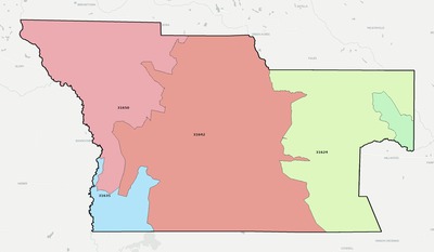 Atkinson County GA ZIP code boundaries map
