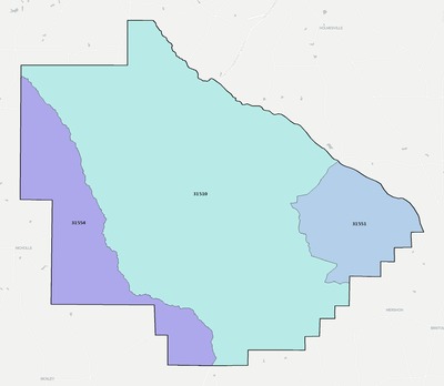 Bacon County GA ZIP code boundaries map