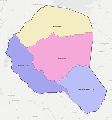 Banks County GA townships and subdivisions map