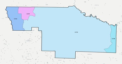 Ben Hill County GA ZIP code boundaries map
