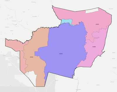 Brantley County GA ZIP code boundaries map