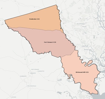 Bryan County GA townships and subdivisions map