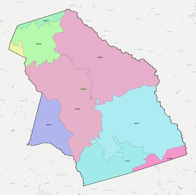 Bulloch County GA ZIP code boundaries map
