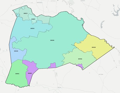 Burke County GA ZIP code boundaries map