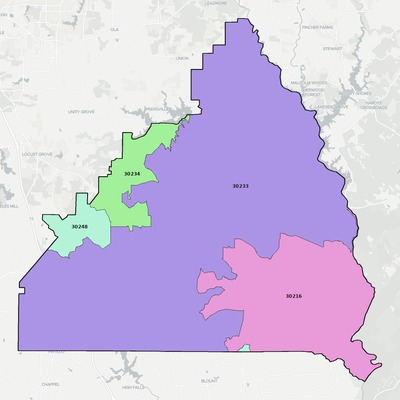 Butts County GA ZIP code boundaries map