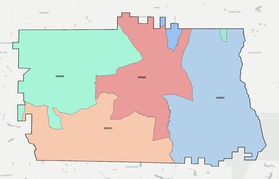 Calhoun County GA ZIP code boundaries map