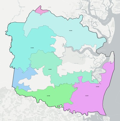 Camden County GA ZIP code boundaries map