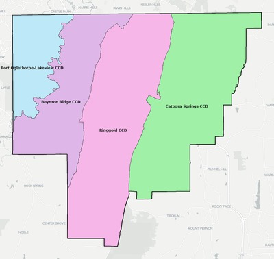 Catoosa County GA townships and subdivisions map