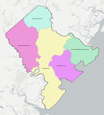 Chatham County GA townships and subdivisions map