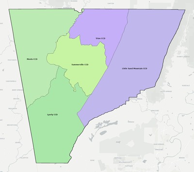 Chattooga County GA townships and subdivisions map