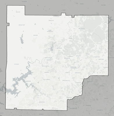 Cherokee County GA county basemap context