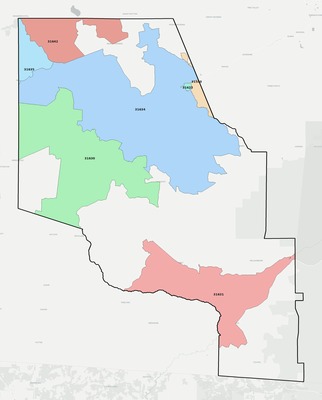 Clinch County GA ZIP code boundaries map