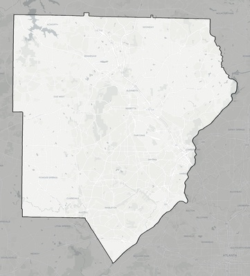 Cobb County GA county basemap context