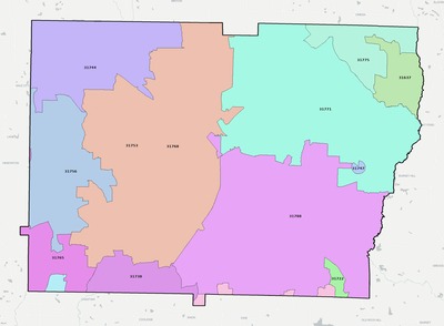 Colquitt County GA ZIP code boundaries map