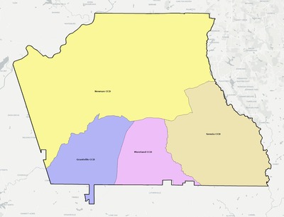 Coweta County GA townships and subdivisions map