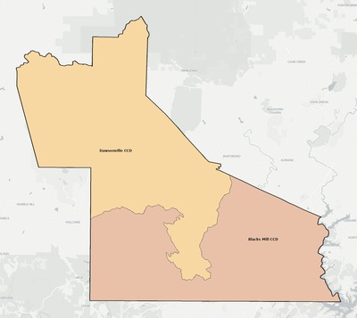 Dawson County GA townships and subdivisions map