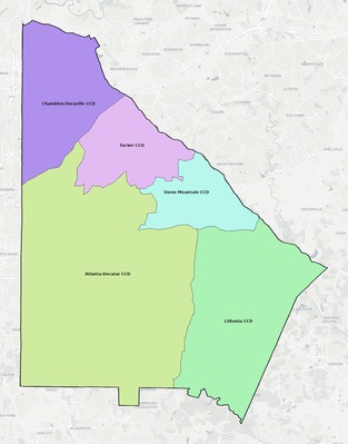 DeKalb County GA townships and subdivisions map