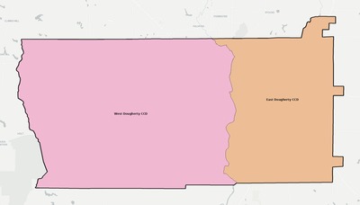 Dougherty County GA townships and subdivisions map
