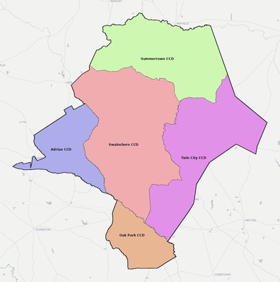 Emanuel County GA townships and subdivisions map