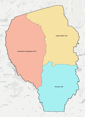 Fayette County GA townships and subdivisions map