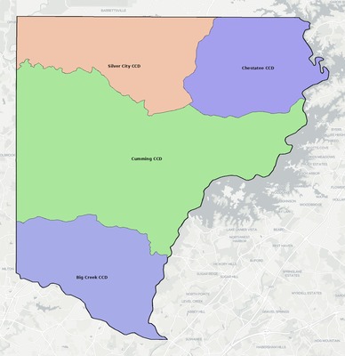 Forsyth County GA townships and subdivisions map