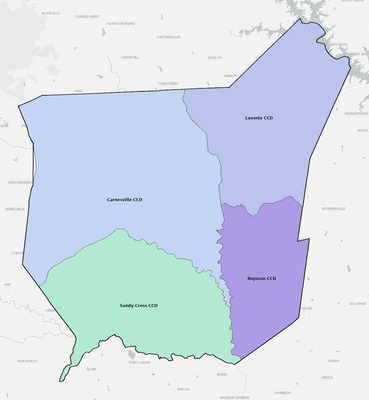 Franklin County GA townships and subdivisions map