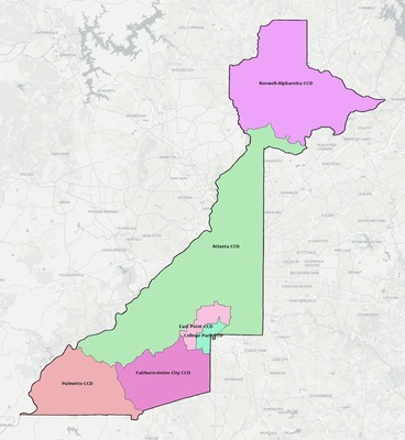 Fulton County GA townships and subdivisions map