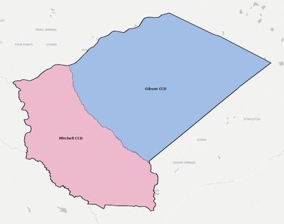 Glascock County GA townships and subdivisions map