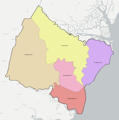 Glynn County GA townships and subdivisions map