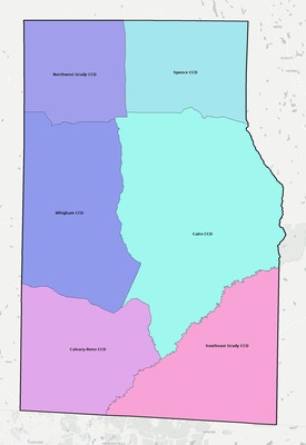 Grady County GA townships and subdivisions map