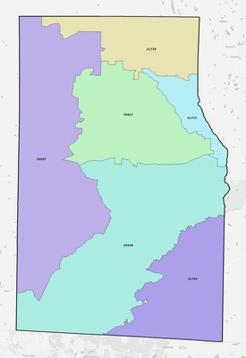 Grady County GA ZIP code boundaries map