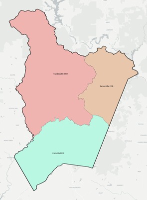Habersham County GA townships and subdivisions map