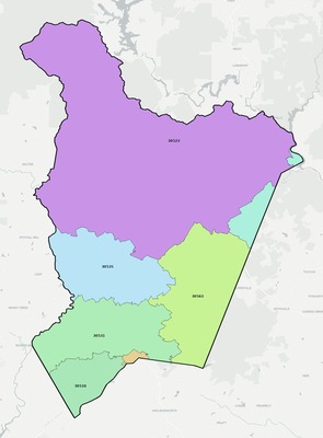 Habersham County GA ZIP code boundaries map