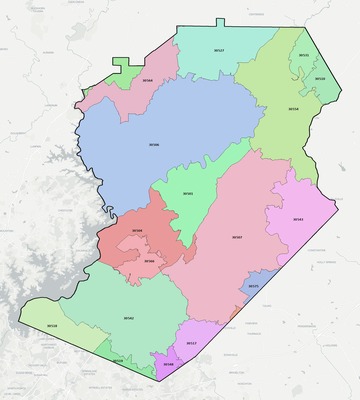 Hall County GA ZIP code boundaries map