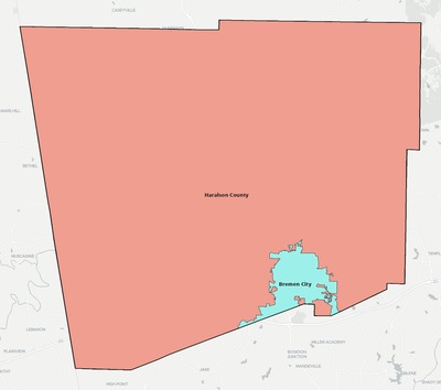 Haralson County GA school district boundaries map