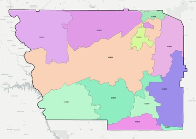 Harris County GA ZIP code boundaries map