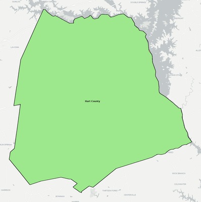 Hart County GA school district boundaries map