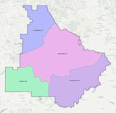 Henry County GA townships and subdivisions map